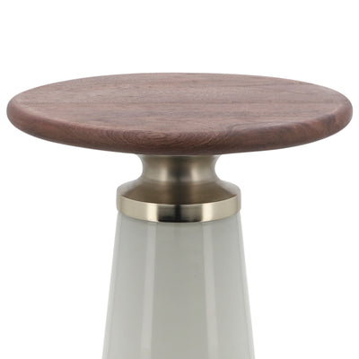 WOODEN TOP, 21"H NEBULAR SIDE TABLE, CREAM