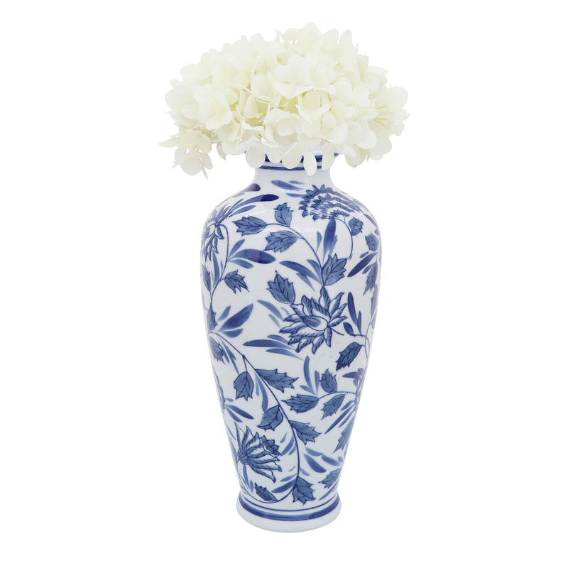 CER, 13"H CHINOISERIE VASE, BLUE/WHITE