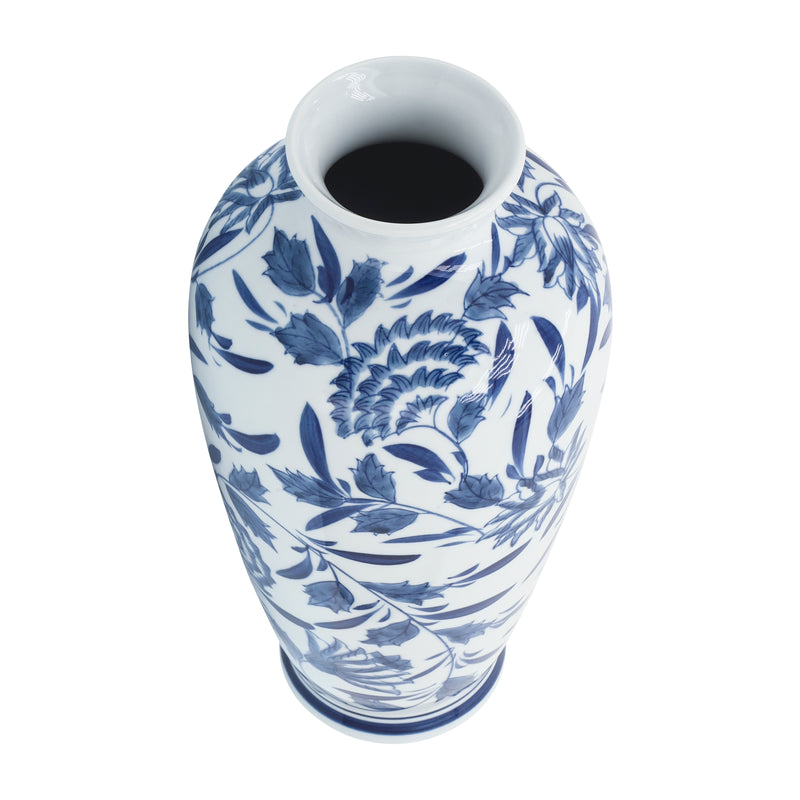 CER, 13"H CHINOISERIE VASE, BLUE/WHITE