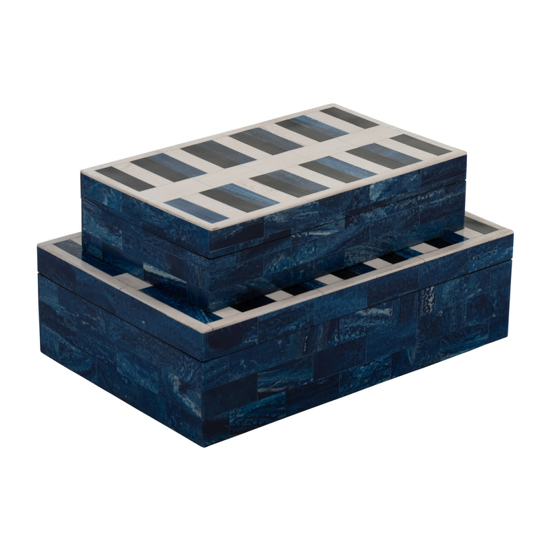 RESIN S/2 CHECKERED BOXES, BLUE