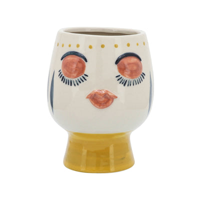 CER, 6"D FACE VASE, MULTI