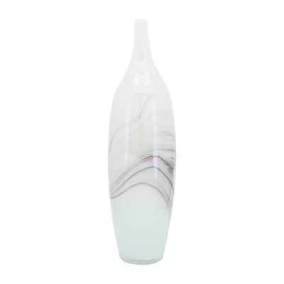 Glass, 18''H, Abstract Vase-White