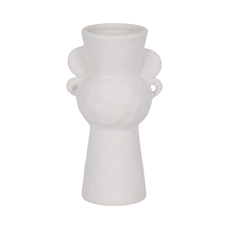 8" Rough Totem Bud Vase, White