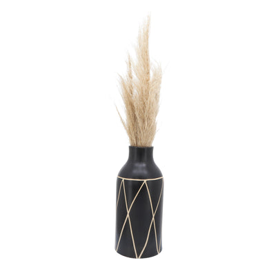 CER, 16"H TRIBAL VASE, BLACK