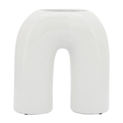 CER, 8" HORSESHOE VASE, WHITE