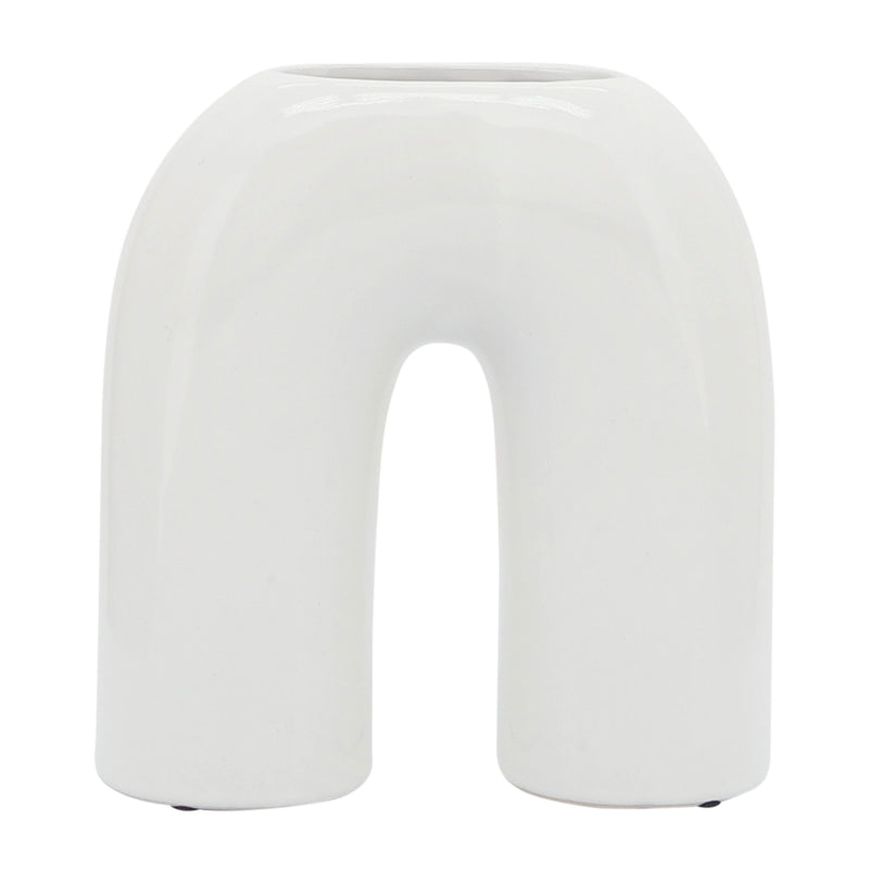 CER, 8" HORSESHOE VASE, WHITE