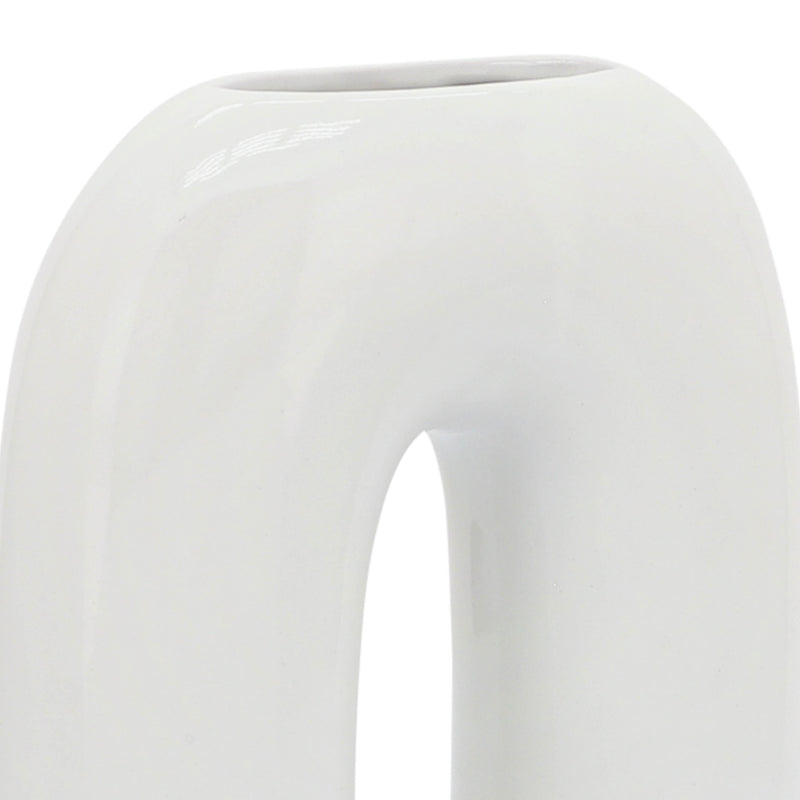 CER, 8" HORSESHOE VASE, WHITE