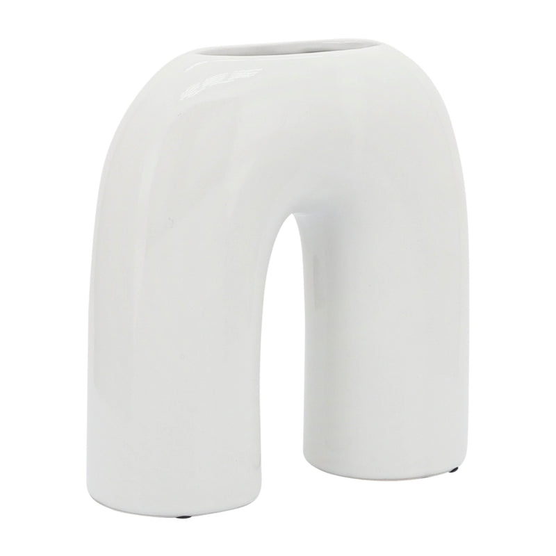 CER, 8" HORSESHOE VASE, WHITE