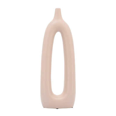 CER, 14"H OPEN CUT-OUT VASE, BLUSH