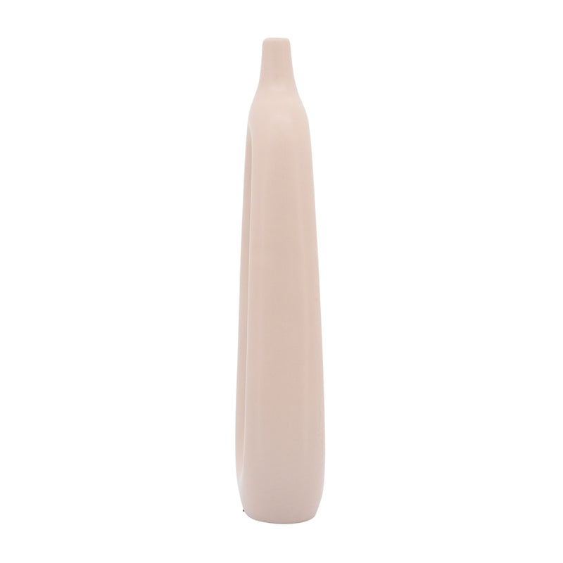 CER, 14"H OPEN CUT-OUT VASE, BLUSH