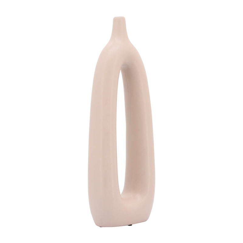 CER, 14"H OPEN CUT-OUT VASE, BLUSH