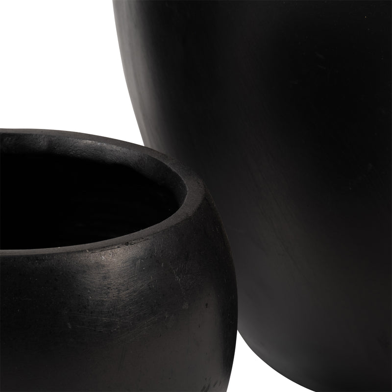 Resin, S/3 11/14/20"D Nested Planters, Black