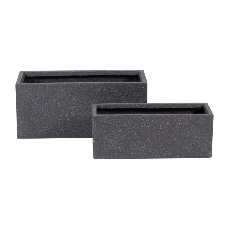 Resin, S/2 24/28"D Nested Rectangular Planters, Gr