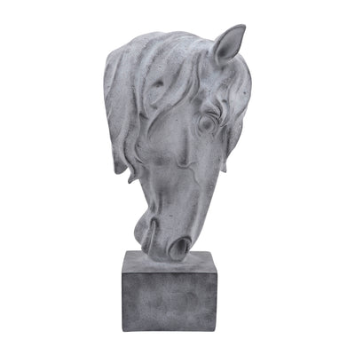 RESIN, 32"H HORSE HEAD, GRAY