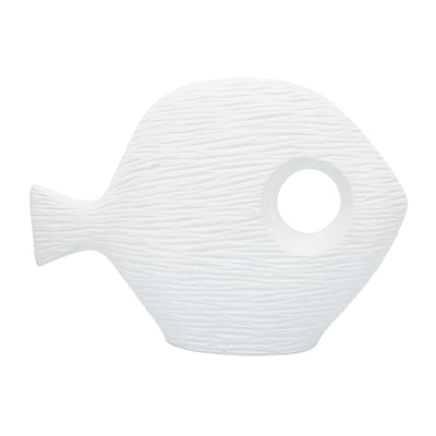 Cer, 20" Textured Fish, White