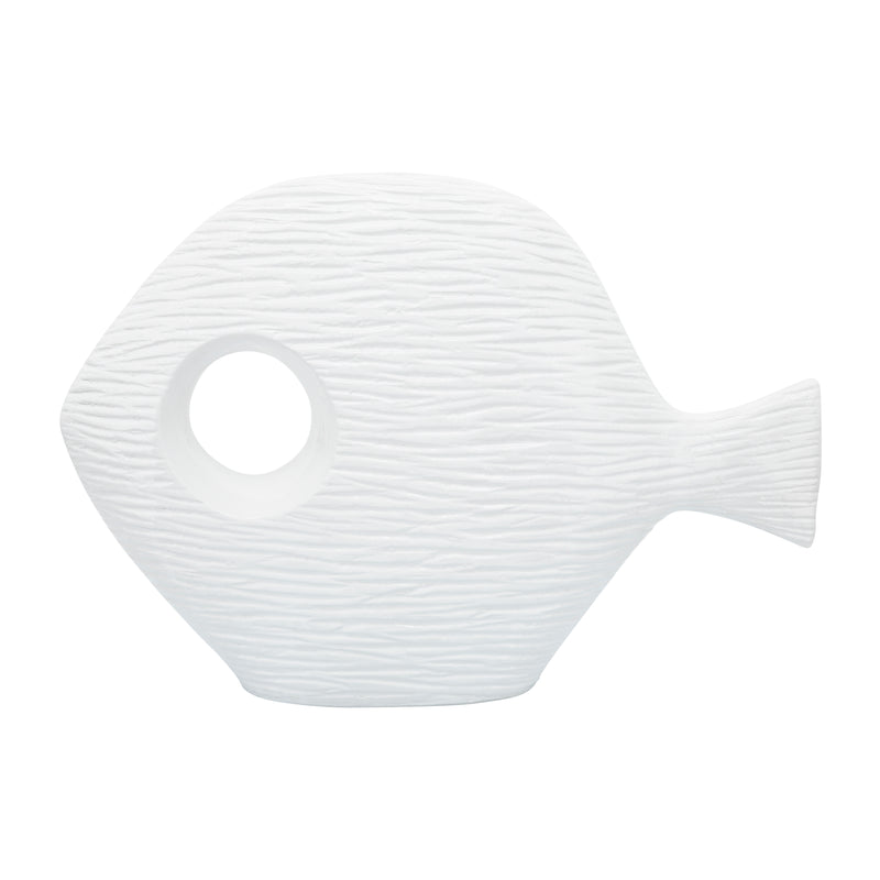 Cer, 20" Textured Fish, White