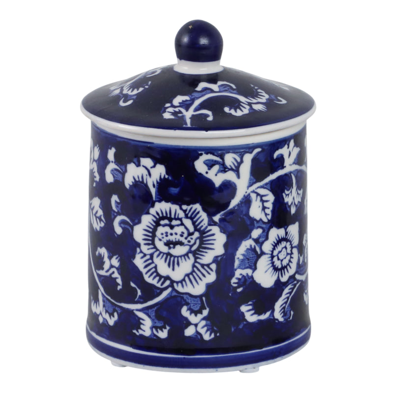 Cer, 6" 8oz Chinoiserie Scntd Candle W/lid,blu/wht