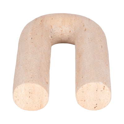 8" Rounded Travertine Arch Object, Tan