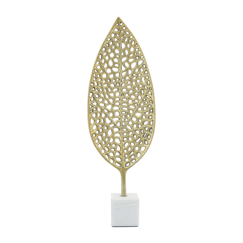 METAL, 24"H LEAF ON STAND, GOLD