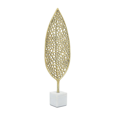 METAL, 24"H LEAF ON STAND, GOLD