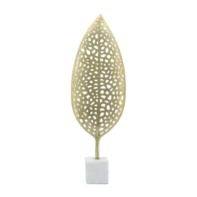 METAL, 24"H LEAF ON STAND, GOLD