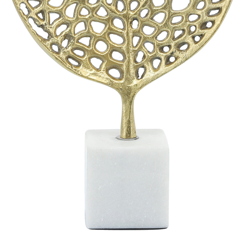 METAL, 19"H LEAF ON STAND, GOLD