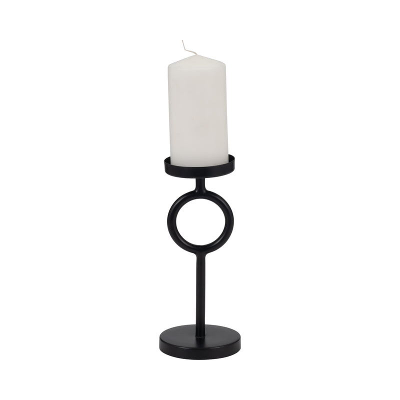 Metal, 10"H Ring Candle Holder, Black