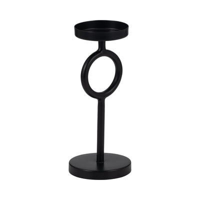 Metal, 10"H Ring Candle Holder, Black