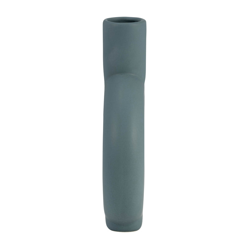 CER, 9" ROUND CUT-OUT VASE, DEEP TEAL