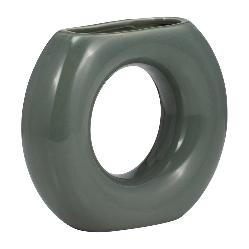 CER, 5" DONUT VASE, DARK SAGE