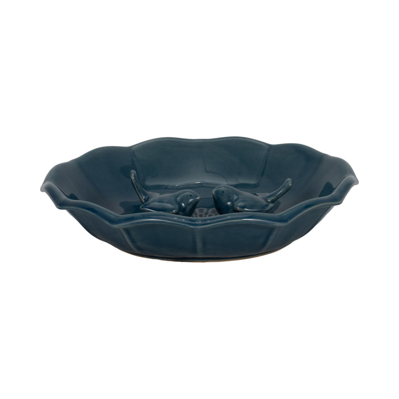 11" Flower Bird Bath, Blue