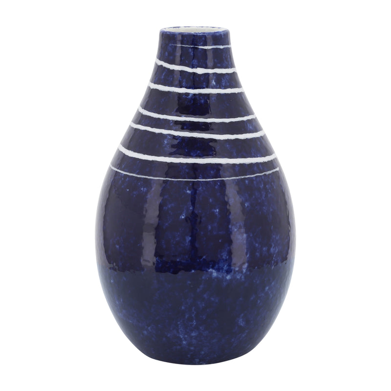 CER, 10"H PRIMEVAL VASE, BLUE