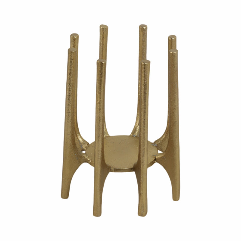 METAL, 6" CANDLEHOLDER WITH SPIKE LEGS, GOLD