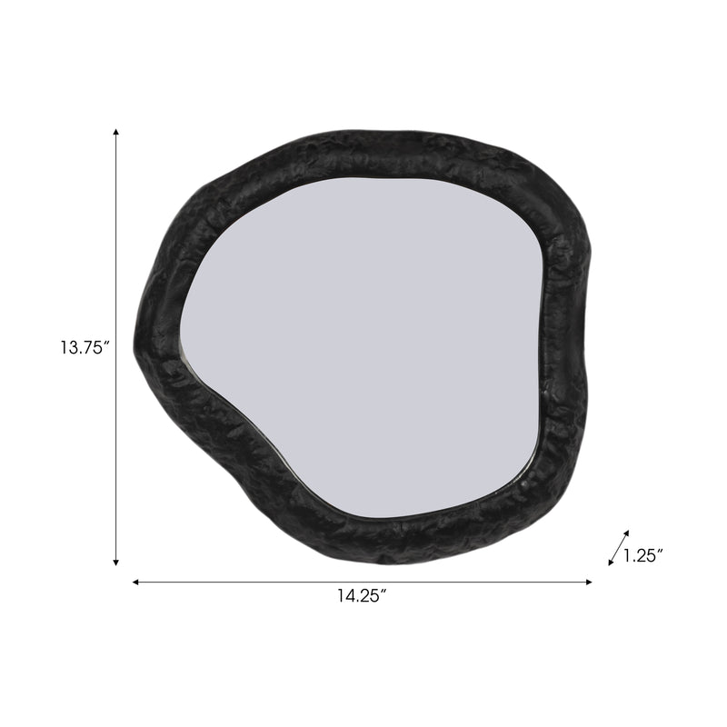 ALUM,14",HAMMERED OUTLINED MIRROR,MATTE BLACK