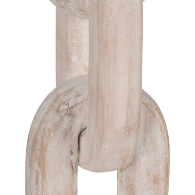 Wood, 14" Chain Pillar Candle Holder, White