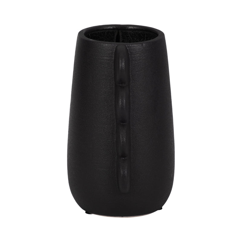 DOL, 7" EARED VASE, BLACK