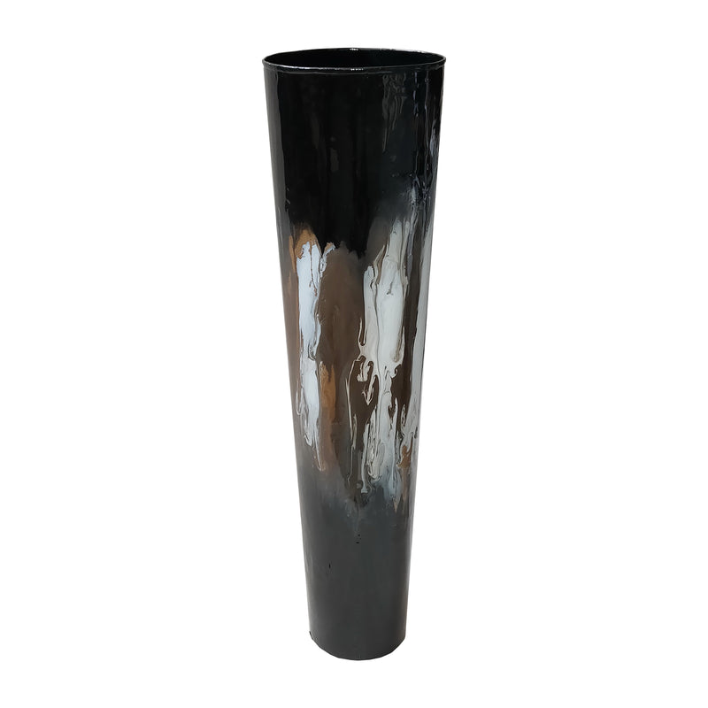 IRON,24"H,TALL CUP STAIN VASE,BLACK