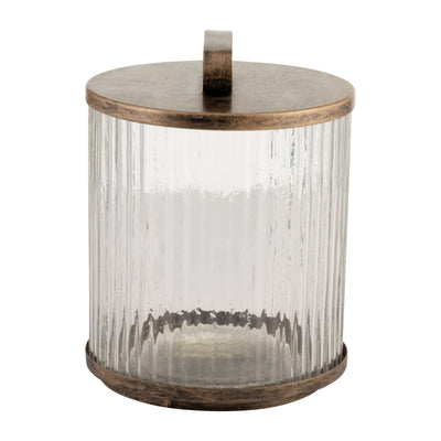 GLASS,10",ROUND BOX W/TOP HANDLE, BRASS