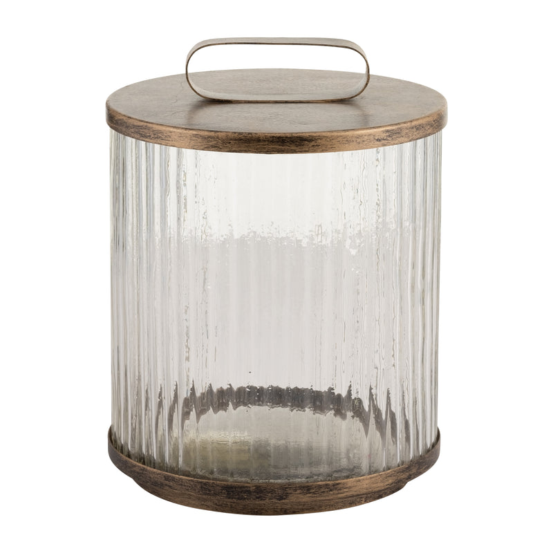 GLASS,10",ROUND BOX W/TOP HANDLE, BRASS