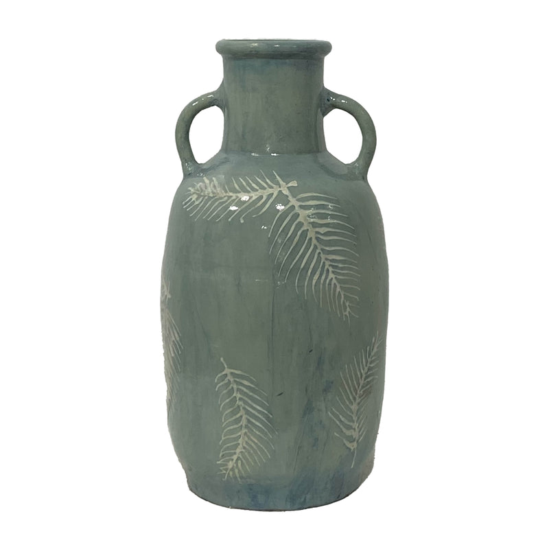 Terracotta, 11"H Leaf Eared Vase, Mint