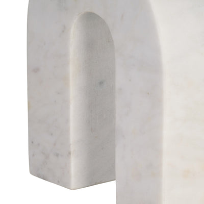 MARBLE, 6"H HORSESHOE TABLETOP DECO, WHITE