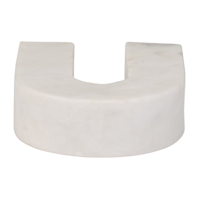 MARBLE, 6"H HORSESHOE TABLETOP DECO, WHITE