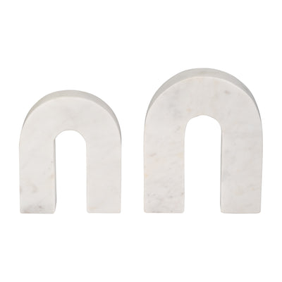 MARBLE, 6"H HORSESHOE TABLETOP DECO, WHITE