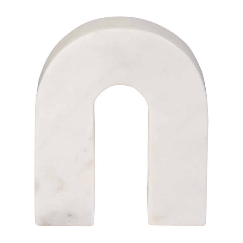 MARBLE, 6"H HORSESHOE TABLETOP DECO, WHITE