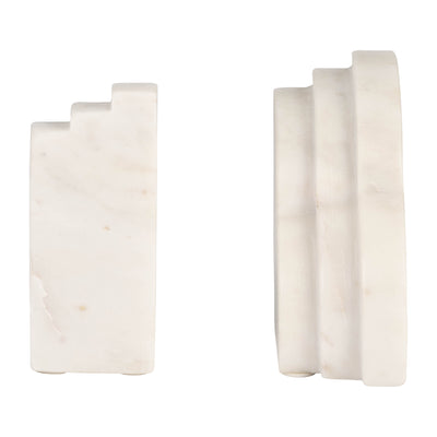 MARBLE, S/2 6"H RAINBOW BOOKENDS, WHITE