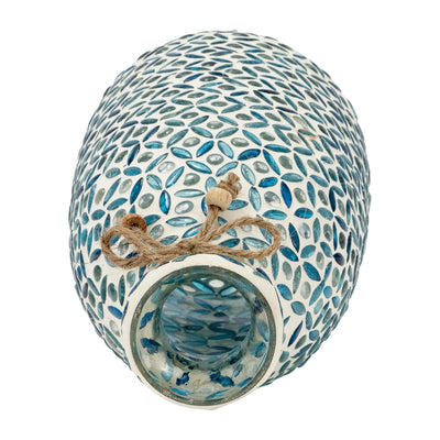 GLASS, 5"H MOSAIC VASE, BLUE