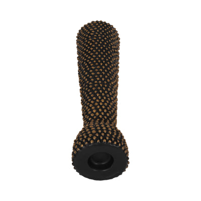 CERAMIC 16" SPIKE CANDLE HOLDER BLACK/GOLD