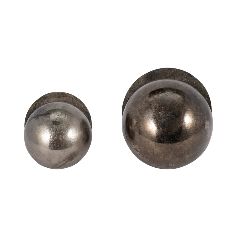 S/2 7/9" Calima Metal Orbs, Bronze