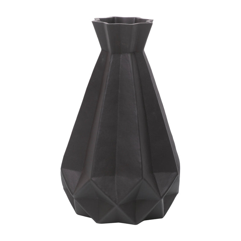 GLASS, 9"H CLASSIC VASE, BLACK