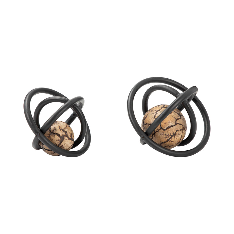 S/2 7/8" Solaro Bronze Metal Orbs